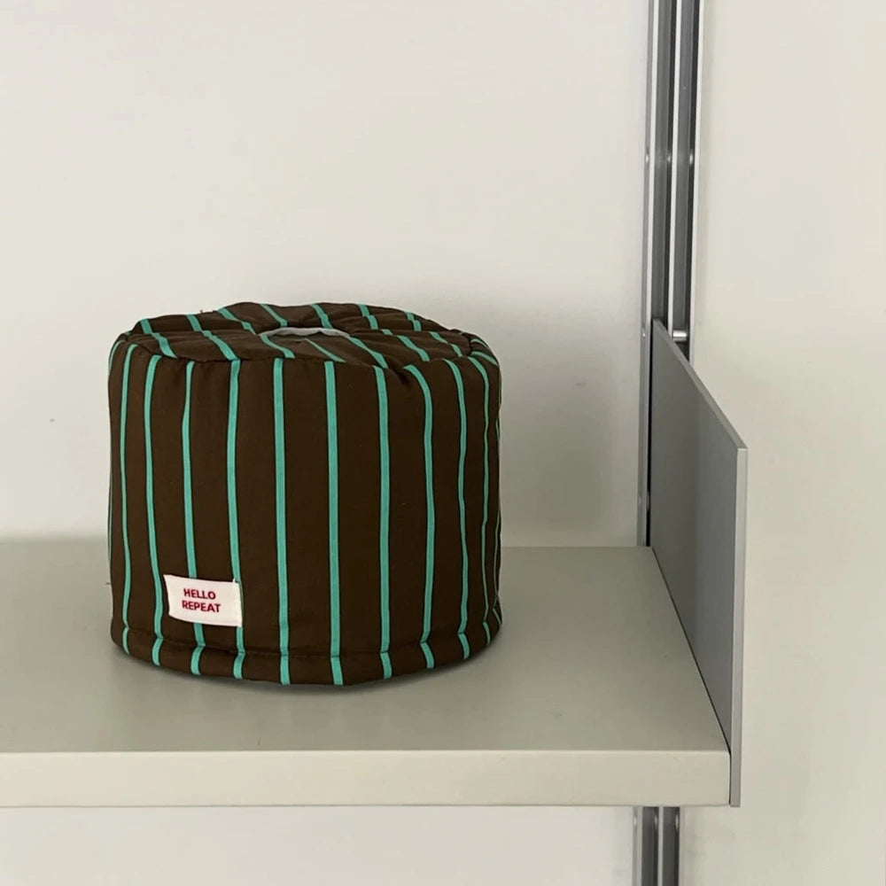Caja de pañuelos a rayas Estuche de pañuelos retro para sala de estar Soporte de papel para pañuelos Bolsa de pañuelos Almacenamiento y organización de cocina Decoración de escritorio