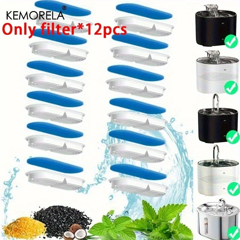 Filtro Dispensador de Agua para Gatos con Carbón Activado, 8/12 Piezas, Compatible con Dispensadores de Agua, Atrapa Impurezas y Mejora el Sabor para Mascotas
