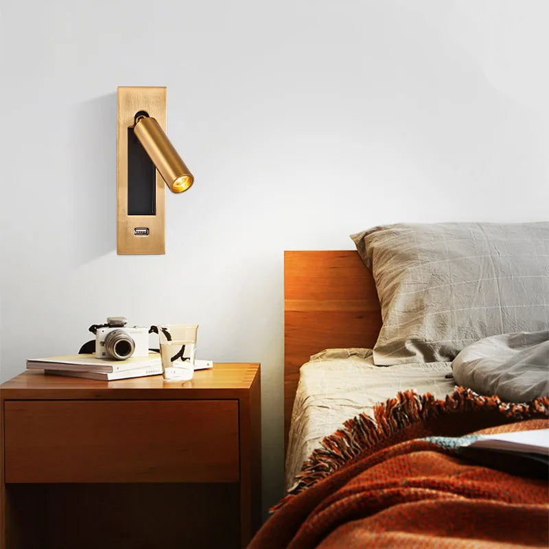 Lámpara de pared LED interior Focos nórdicos para dormitorio, junto a la sala de estar, hotel, rotación moderna, cabecero plegable, luces de lectura