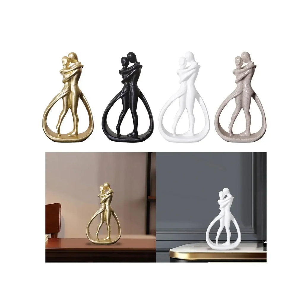 Statue abstraite de couple, objets d'artisanat, figurine de bureau, collection, statue d'amoureux enlacés pour étagère, mariage, maison, bibliothèque, bureau