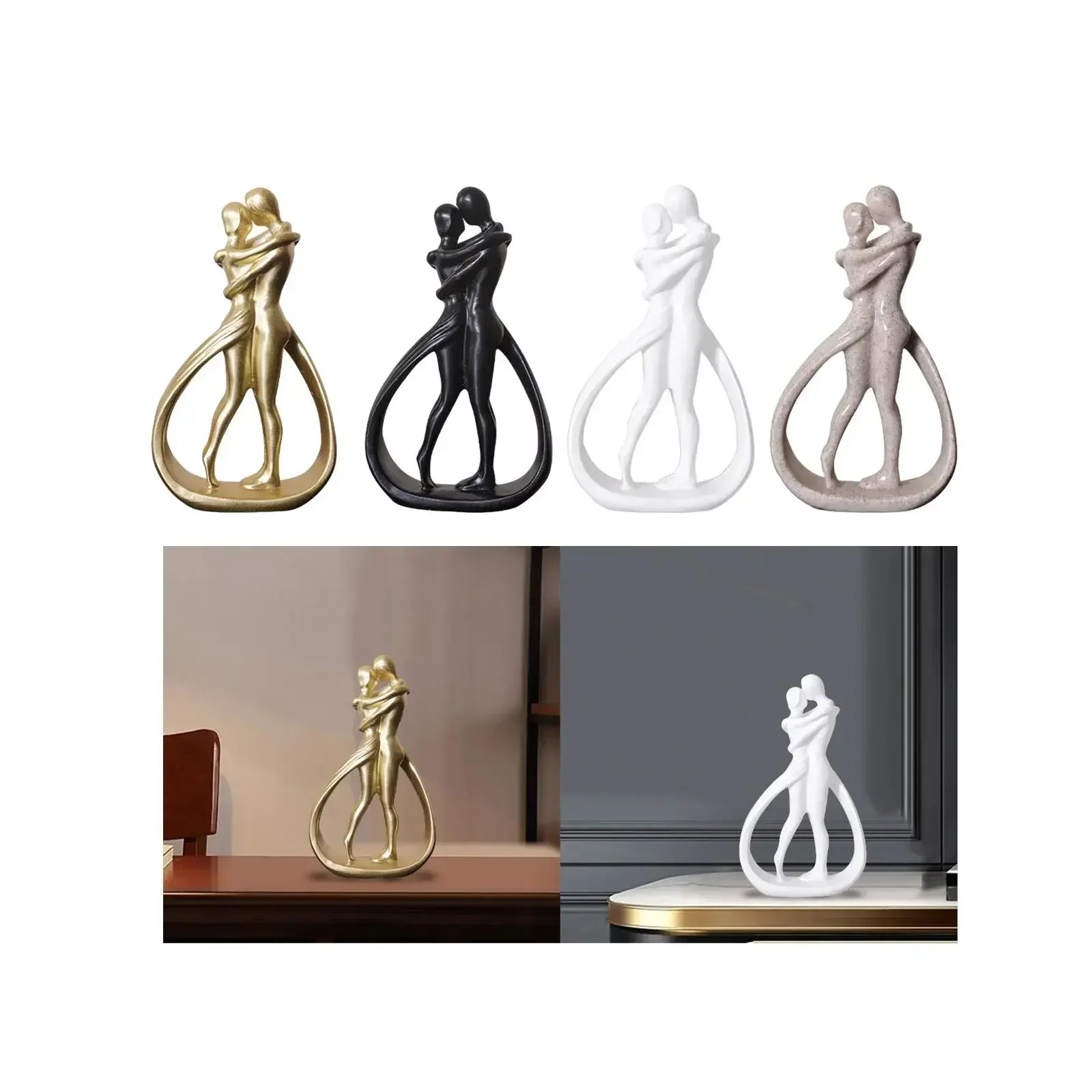 Statue abstraite de couple, objets d'artisanat, figurine de bureau, collection, statue d'amoureux enlacés pour étagère, mariage, maison, bibliothèque, bureau