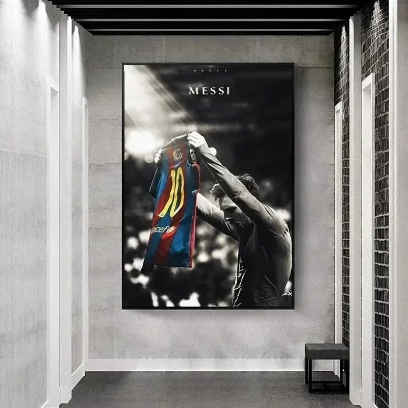 Classic Vintage Wall Art Football Star Lionel Messi HD Canvas Printed Poster Home Living Room Club Decoration Collection Gift