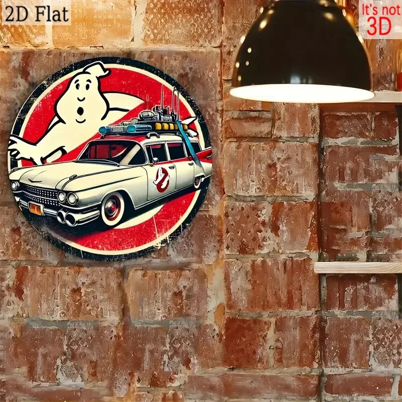Letrero redondo de metal de aluminio vintage, estilo temático de película - Decoración de pared para hogar, granja, dormitorio, porche | Estilo vintage multiuso