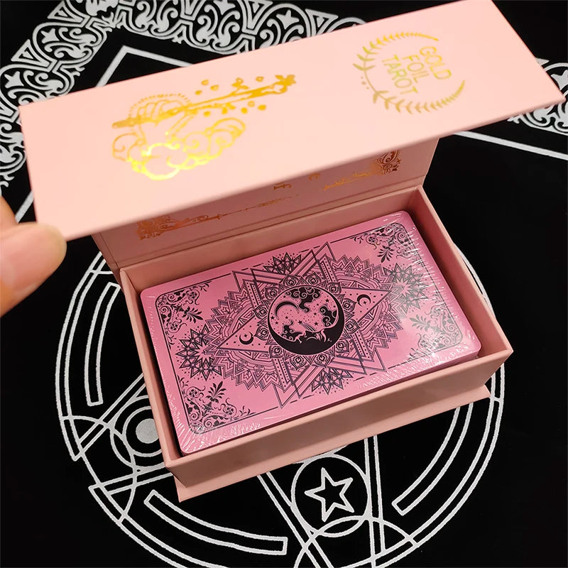 New Rider Waite Deck Gold Foil Tarot Cards Mysterious Board Game Terrific Divination Oracle With Exquisite Gift Box