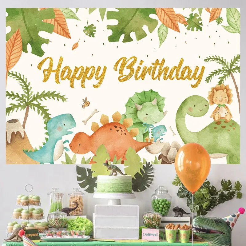 Décoration de fond de fête dinosaure, décorations d'anniversaire dinosaure, décor de baby shower pour garçons, fournitures de fête d'anniversaire jungle safari