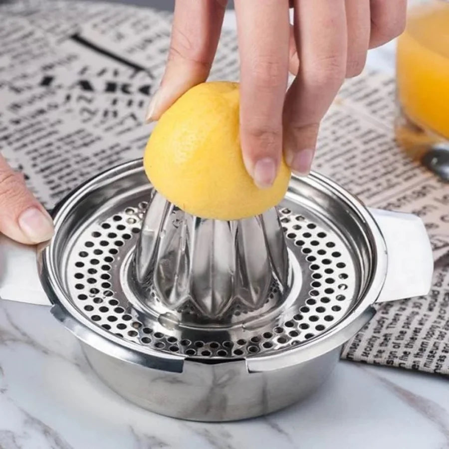 Exprimidor manual de acero inoxidable para limones y naranjas, prensador de cítricos con tazón y colador para extracción de jugo fresco
