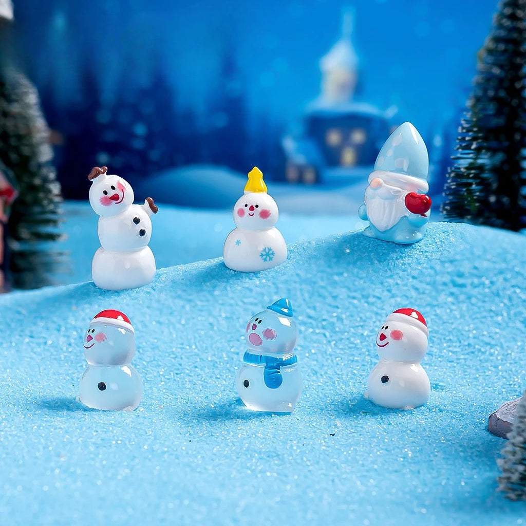 10/50 Boîte cadeau lumineuse Bonhomme de neige Terrarium Maison de poupée Figurines de jardin féerique Ornements de micro-paysage Figurines Miniature de Noël
