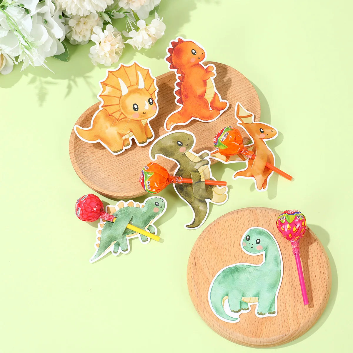 Tarjeta sujetachupetes de dinosaurio, decoración de fiesta de primer cumpleaños de dinosaurio, regalos de fiesta de cumpleaños para niños, fiesta temática de la jungla, tarjeta de caramelos rugido para baby shower