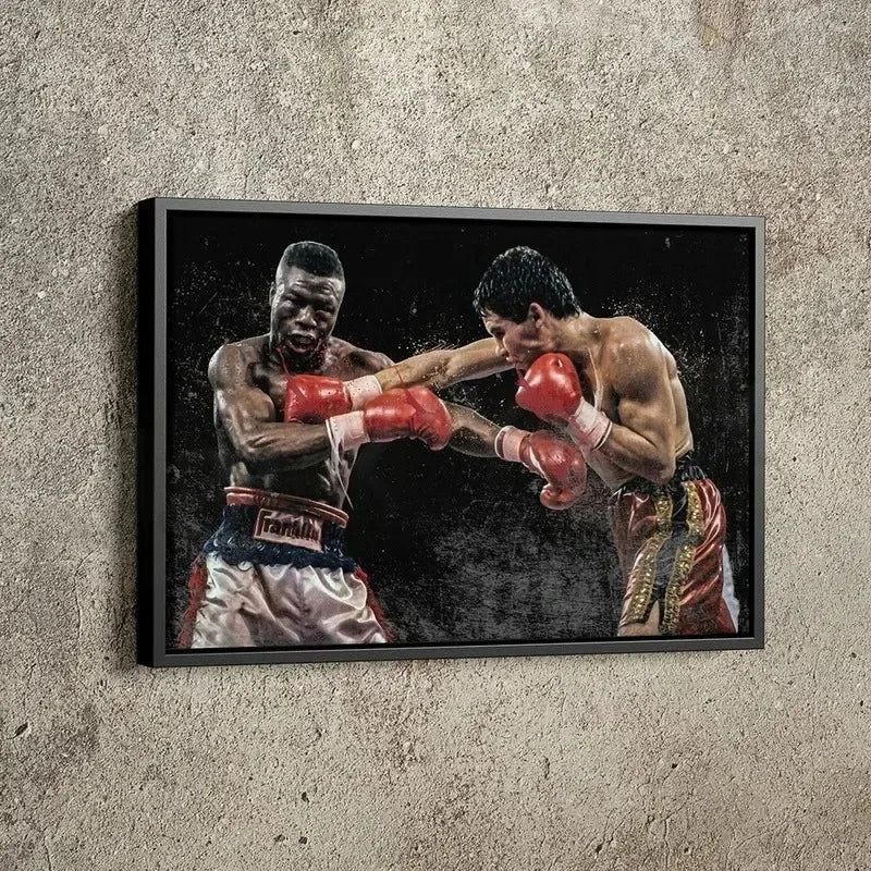 Classic Vintage Wall Art Mike Tyson Vs Muhammad Boxing Painting, HD Canvas Printed Poster, Home Living Room Bedroom Decoration