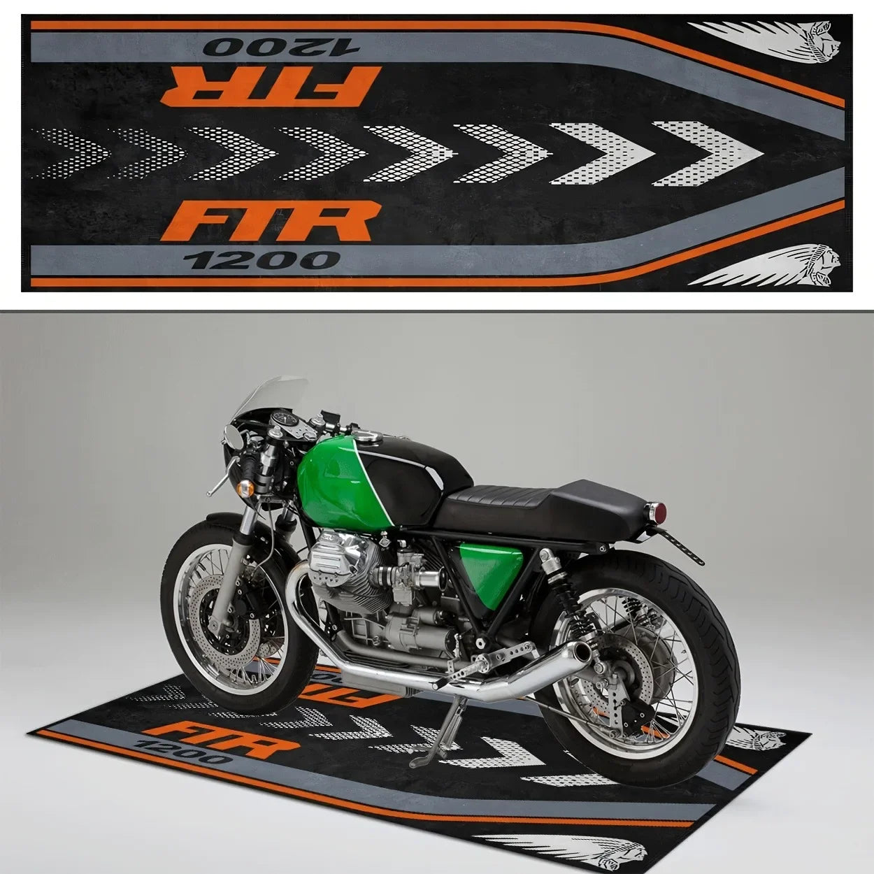 Alfombra de franela prémium para motocicleta VIKAMA, alfombrilla de suelo para motocicleta, alfombrilla de estacionamiento, a prueba de aceite, antideslizante, a prueba de manchas, decoración del hogar