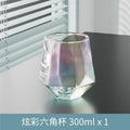 Vaso de whisky transparente hexagonal doméstico de cristal con borde dorado estilo europeo, vaso de vino extranjero hexagonal