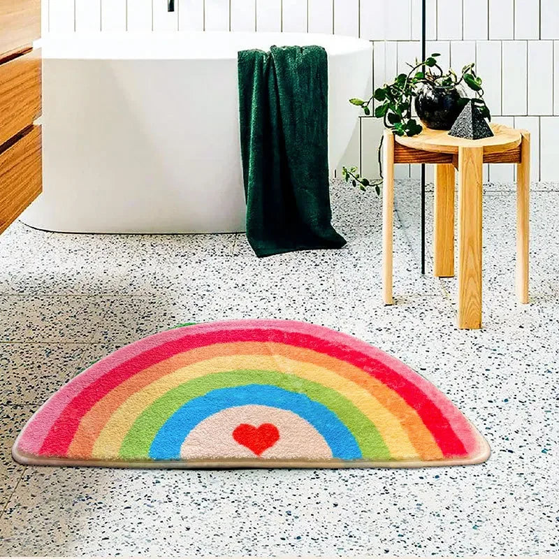 Alfombrilla de ducha arcoíris VIKAMA, alfombrilla de suelo para cuarto de ducha, alfombra para vestíbulo de entrada, decoración del hogar cómoda y agradable para la piel