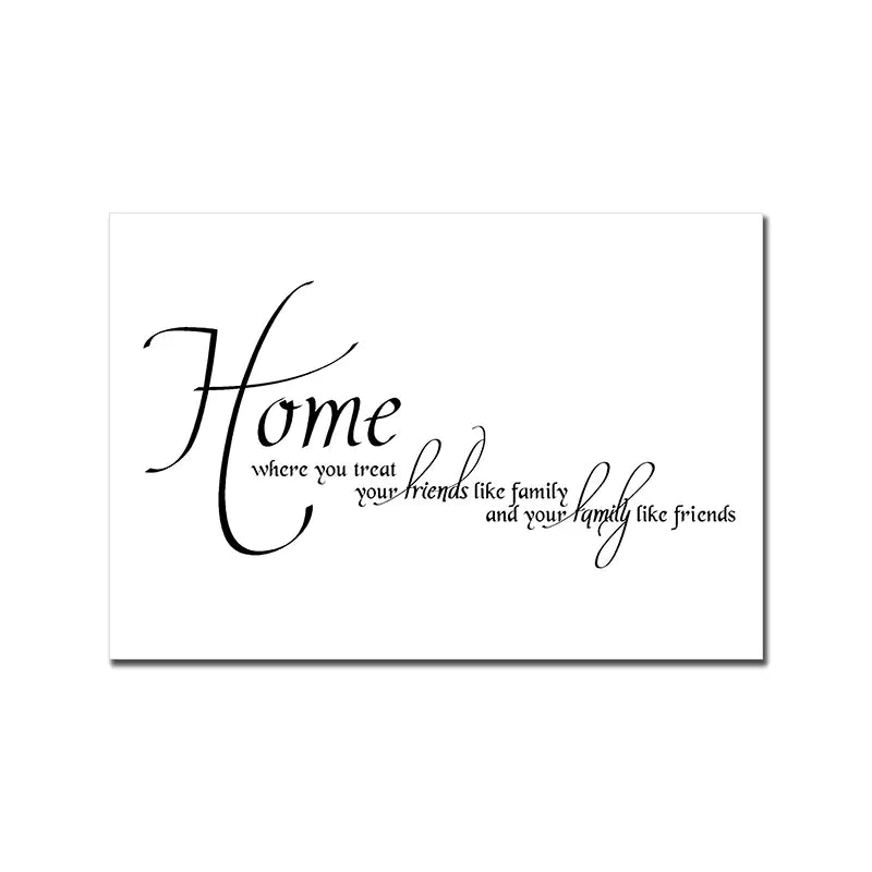 Happy Family Quote Wall Art Black White Poster Love Heart Print Nordic Canvas Painting Minimalist Picture Living Bedroom Decor