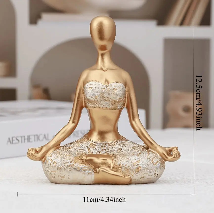 Adornos de yoga para niñas, decoraciones de mueble de televisión, figuras de arte corporal, adornos de yoga para meditación, decoraciones de oficina, figuras de niñas realistas