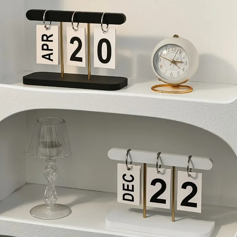 Calendrier de bureau à rabat moderne et minimaliste - Affichage quotidien, langue anglaise, accessoire de décoration pour la maison et le bureau