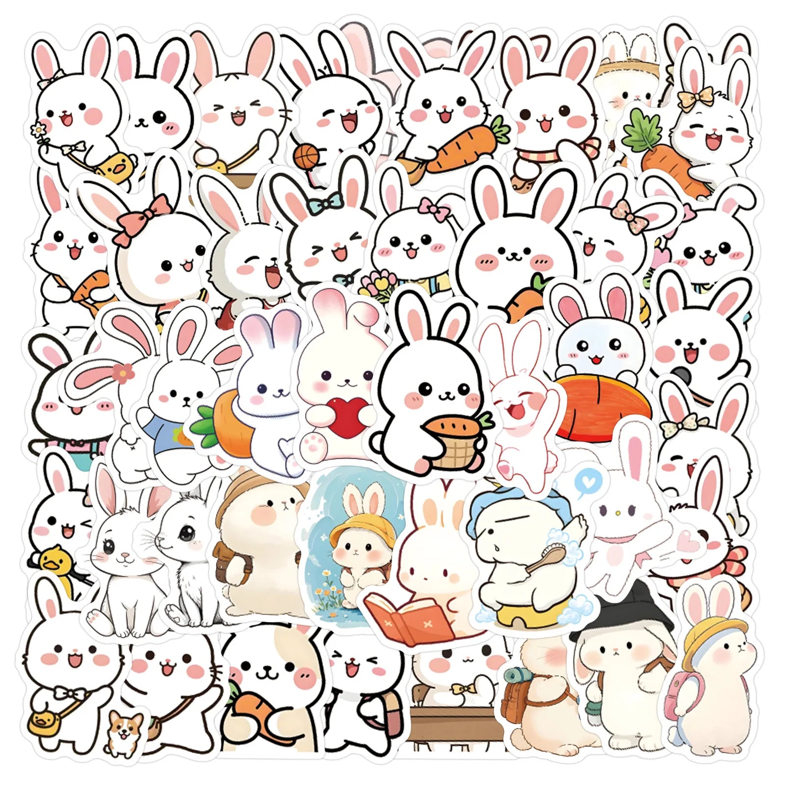 60/120 PCS Autocollants Mignons Série Animaux Lapin Graffiti Bagages Tasse à Eau Scooter