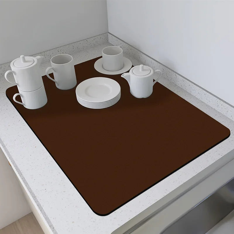 Alfombrilla de encimera de cocina de color sólido de estilo simple VIKAMA, almohadilla de secado de platos que absorbe el agua, almohadilla para cafetera, decoración del hogar