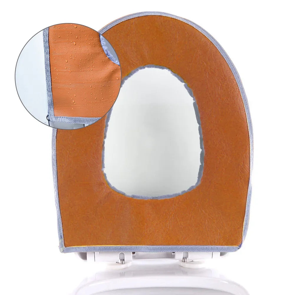 Funda de Asiento de Inodoro de Baño Suave de Invierno Cálido Cojín de Peluche en Forma de O Lavable Suministros para el Hogar 37cm×44cm