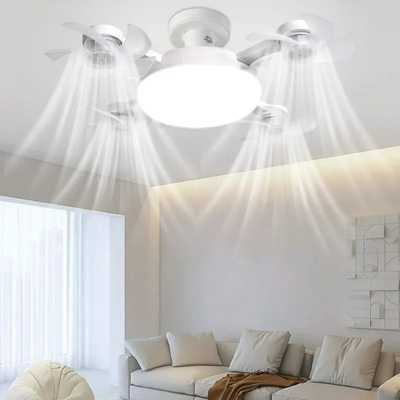 Luz de Ventilador E27 con Forma de Dron con Control Remoto, Luz Regulable de 3 Colores para el Hogar, Sala de Estar, Dormitorio, Luz de Ventilador de Techo Silenciosa