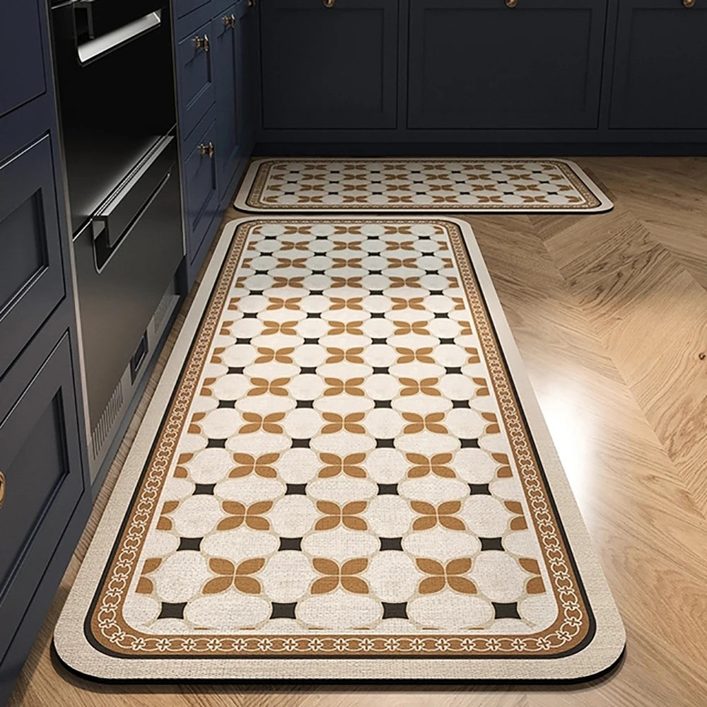 VIKAMA 1/2PCS Alfombra de cocina resistente al aceite, alfombra de baño absorbente de secado rápido, felpudo antideslizante para decoración del hogar