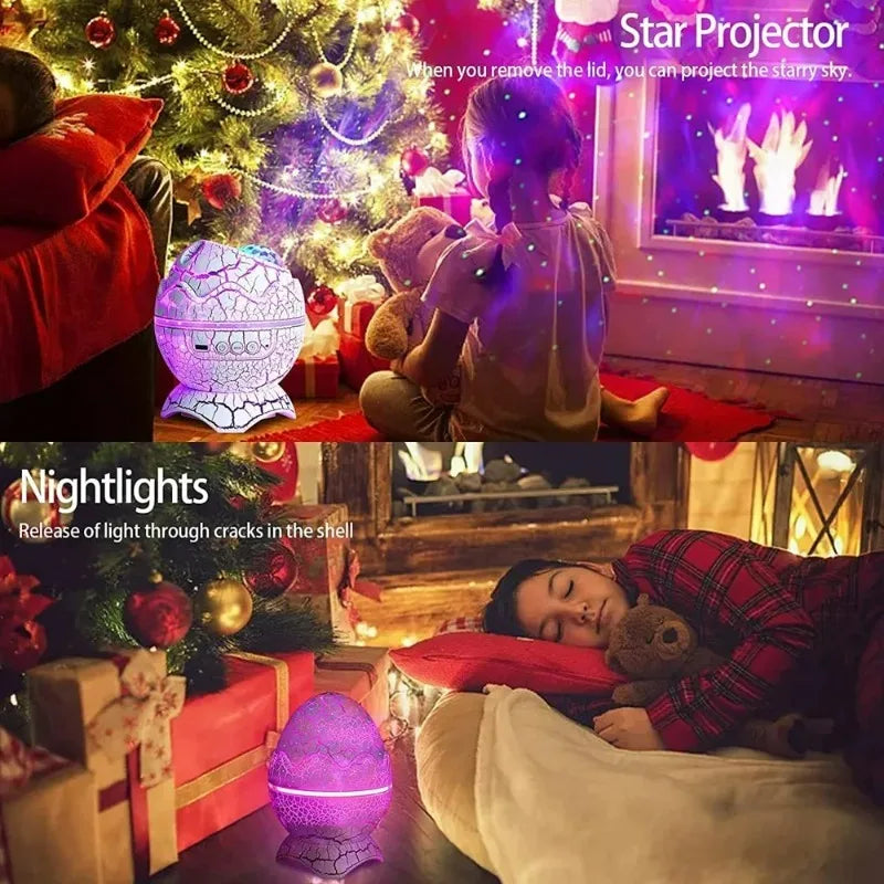 Proyector de Galaxias Huevo de Dinosaurio con Control Remoto, Altavoz Bluetooth, Luz Nocturna LED, Luz de Proyección de Cielo Estrellado, Regalo para Niños
