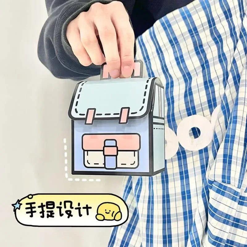 5 bolsas creativas de embalaje para regalos con forma de mochila de dibujos animados, bolsas de aperitivos y dulces con cierre automático para decoraciones de fiesta de cumpleaños infantiles