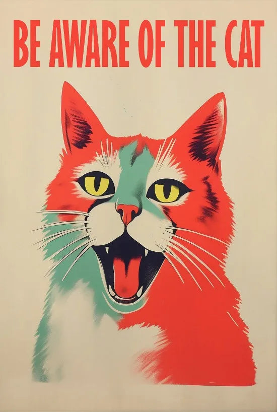 Póster divertido vintage de gatos y perros, arte de pared retro de moda, lienzo impreso, póster divertido de gatos retro, decoración de pared funky
