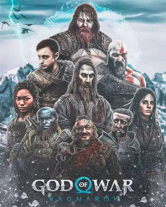 God of War Ragnarok 2022 Poster - Kratos Themed Wall Art for Gaming Room Decor