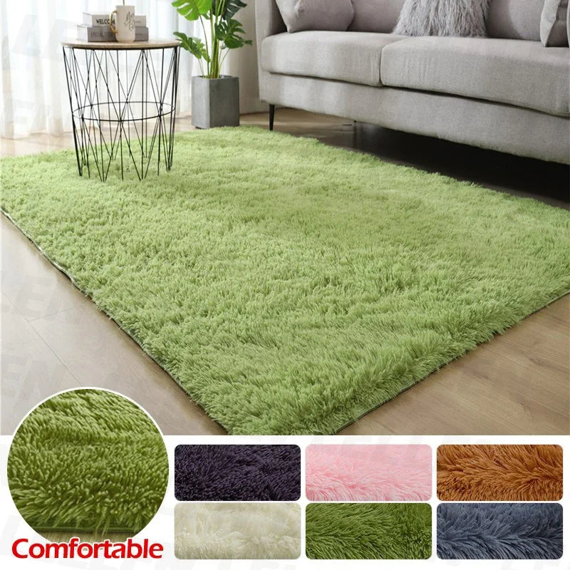 Alfombra de felpa de color liso VIKAMA - Cojín suave y mullido para el dormitorio - Alfombra de suelo para la zona del salón - Decoración del hogar