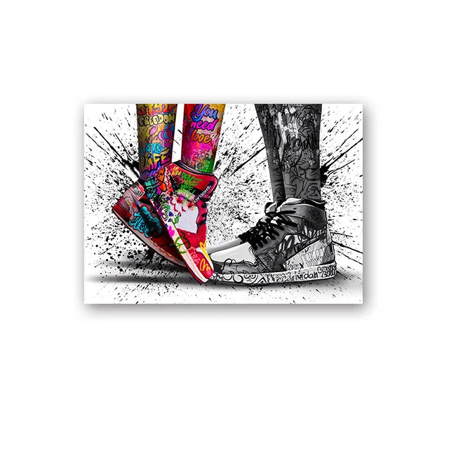 Banksy Street Art Canvas Paintings Sneakers Mouth Ballon Girl Graffiti Pop Art Posters Prints Cuadros Wall Art Home Decoration