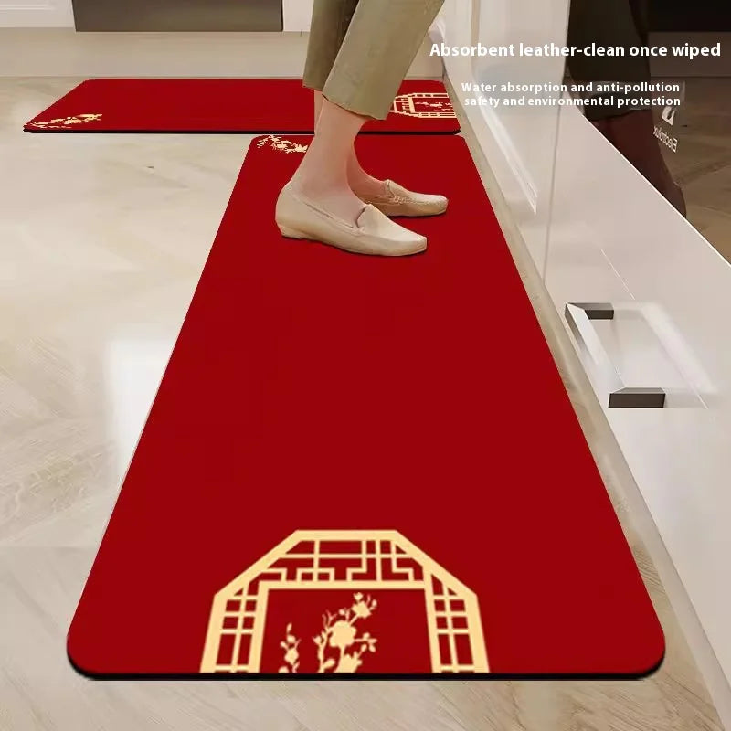 VIKAMA Alfombrillas de cocina de tierra de diatomeas antideslizantes chinas nuevas, resistentes a la suciedad, alfombra recortable, alfombra roja para entrada y baño