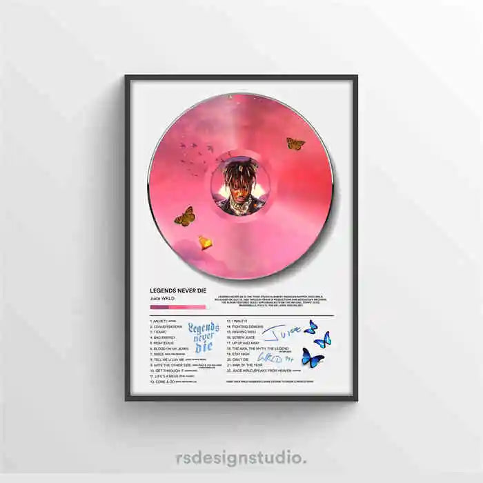 Póster de Juice WRLD Pop Hip Hop Rap Cantante Álbum de Música Portada de Bar de Asma Foto Arte HD Lienzo