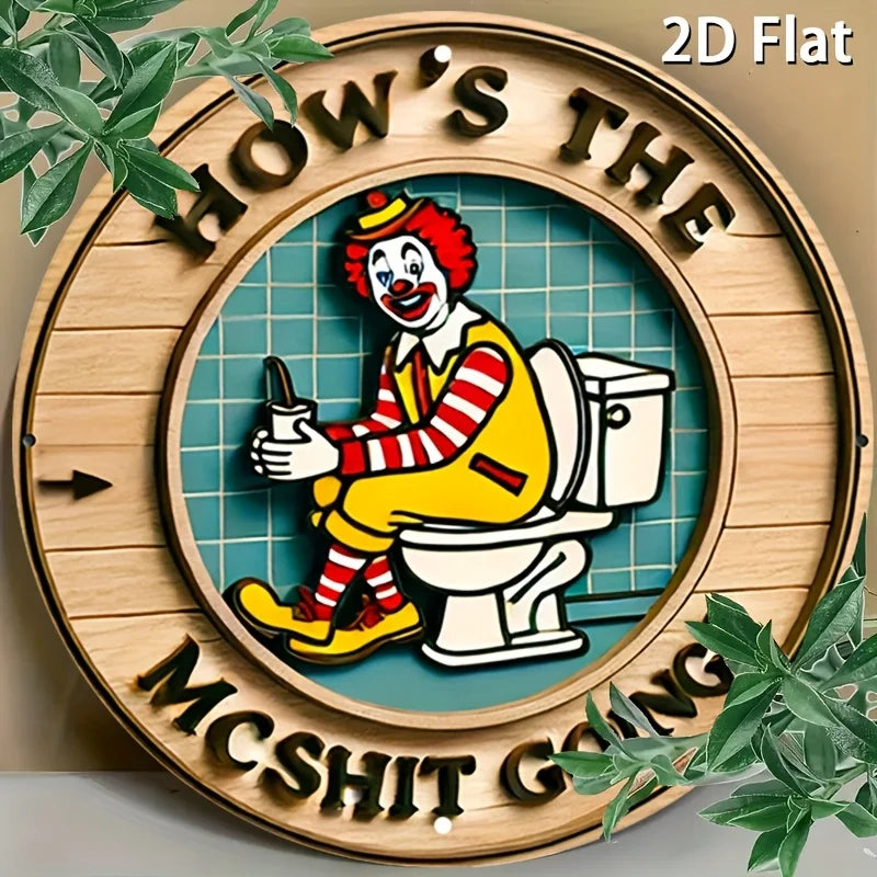 [Payaso Vintage] 1 letrero vintage de pared de aluminio con diseño de payaso | Plano 2D | Aluminio | Decoración humorística, duradero | Hogar, Garaje