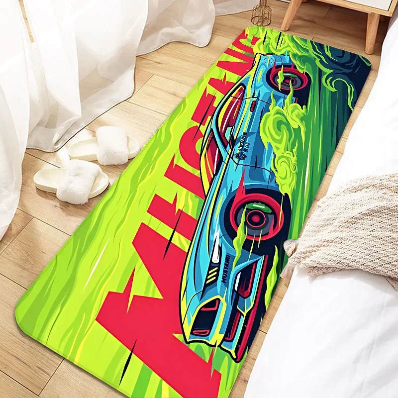 VIKAMA Alfombra Cool Racing Antideslizante Suave para Dormitorio Mesita de Noche Alfombras de Ventana Mantas Pasillo Alfombrillas de Piso Decoración del Hogar