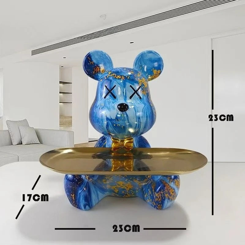 Estatua de Resina Abstracta de Oso Graffiti Colorido y Moderno Organizador de Escritorio con Forma de Animal de Garabato Lindo para Adornos de Oficina en Casa