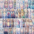 10/30/50pcs Pegatinas Estéticas de Cristal de Iglesia Estilo INS Calcomanías Impermeables de Dibujos Animados para Portátil Álbum de Recortes Teléfono Pegatina de Decoración Genial