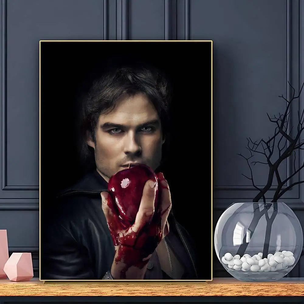 Damon Salvatore The Vampire Diaries Affiche Murale Adhésive Impression Imperméable Décor Esthétique pour Maison Salon Chambre Bar