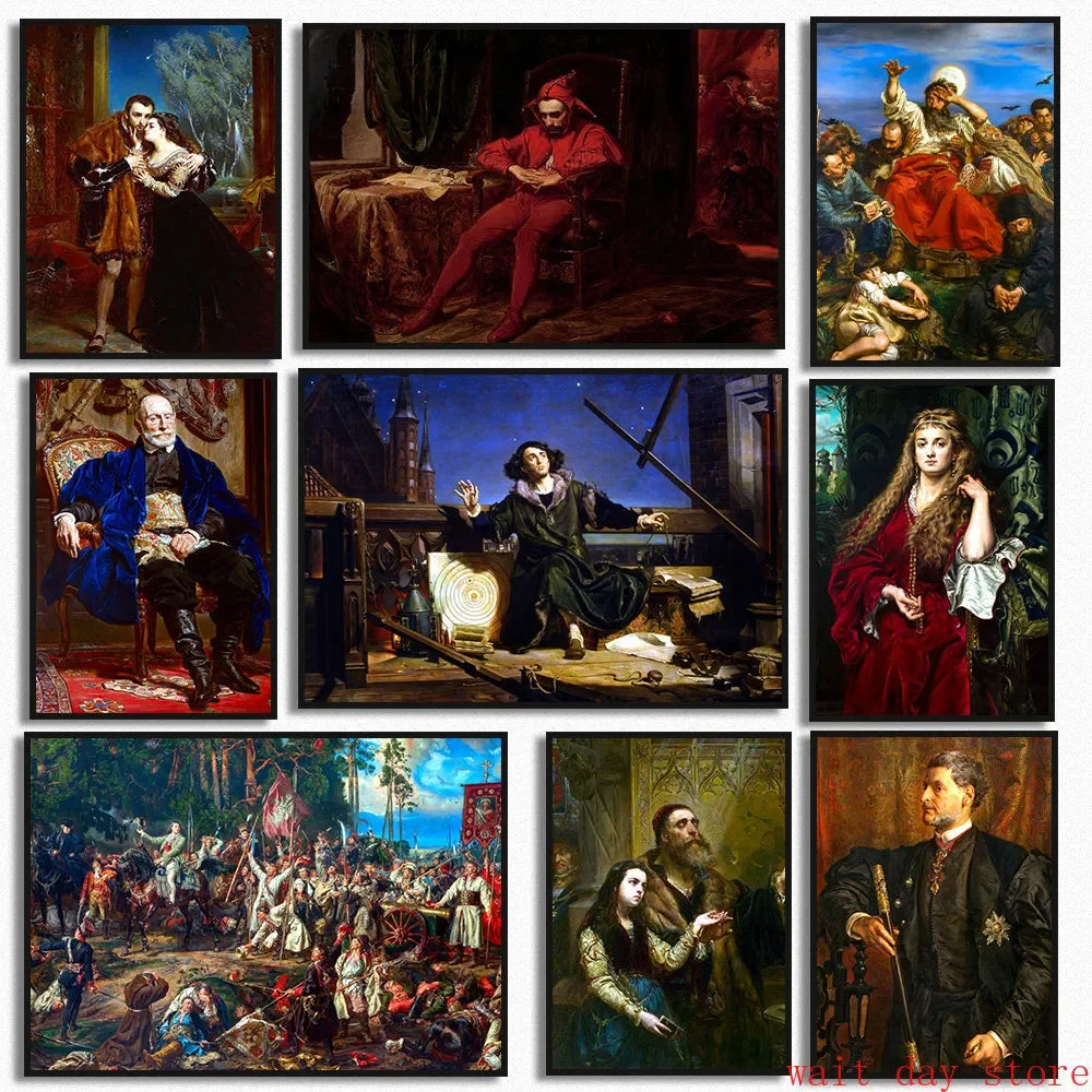 Stanczyk Jan Matejko Póster Vintage Cuadro en Lienzo Antiguo Impresión de Arte Retro Decoración del Hogar Decoración de Pared Regalo