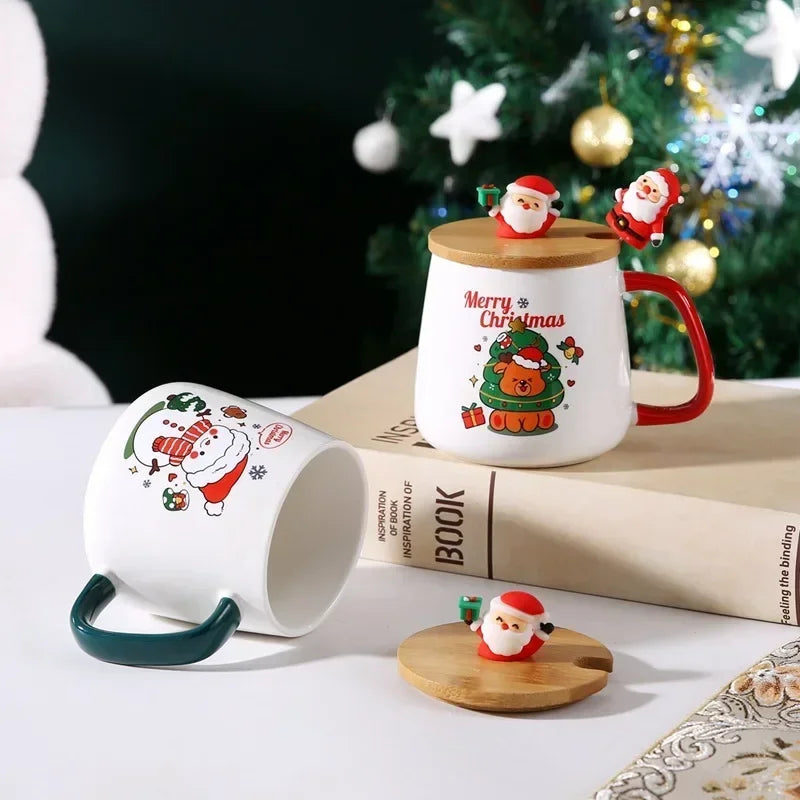 Coffret Cadeau Mug Tasse en Céramique Cadeau de Noël Tasse en Céramique avec Couvercle avec Cuillère Ensemble Tasse à Café Livraison Directe de Noël