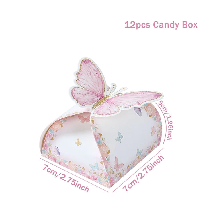 Boîtes à bonbons papillon 12 pièces Boîtes en papier d'emballage cadeau Décorations de fête d'anniversaire pour filles Faveurs de mariage de baby shower pour les invités