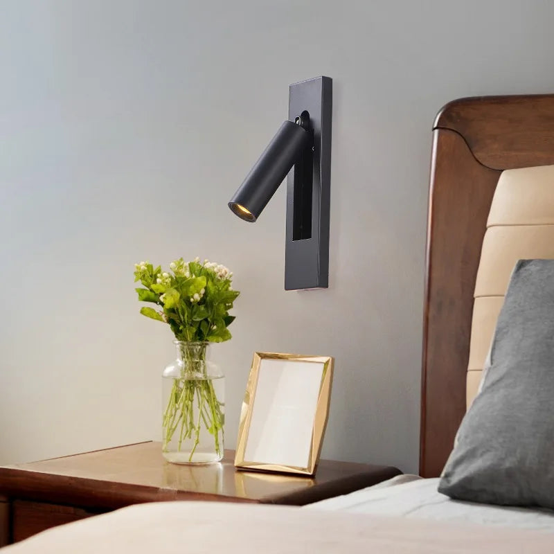 Lámpara de pared LED interior Focos nórdicos para dormitorio, junto a la sala de estar, hotel, rotación moderna, cabecero plegable, luces de lectura