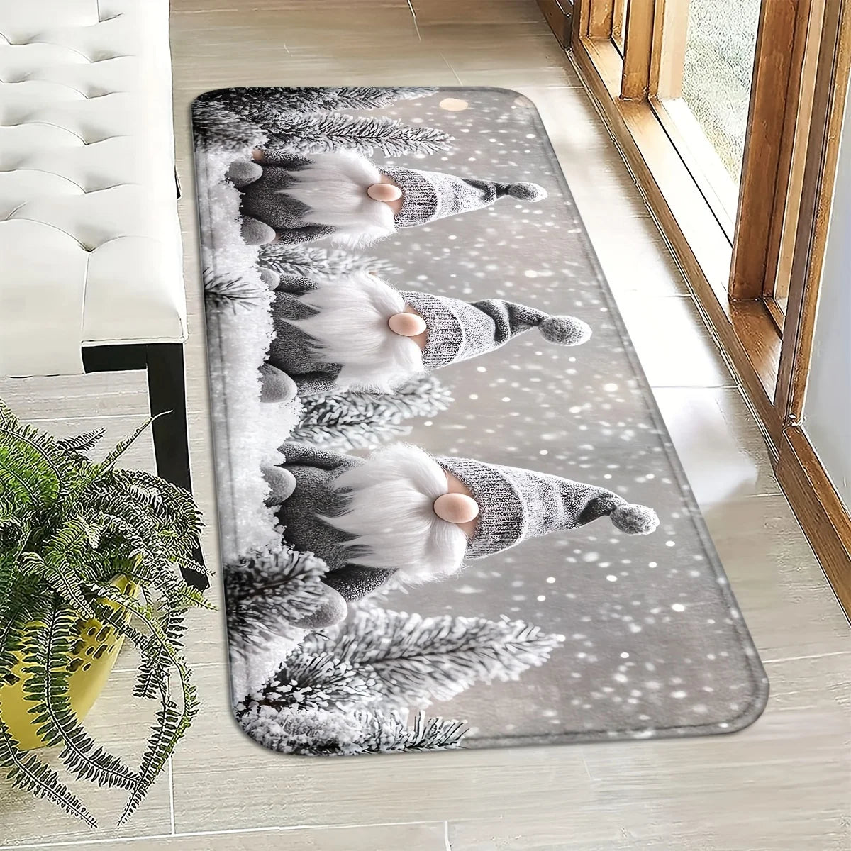 VIKAMA Christmas Carpet Snow Scene Soft Doormat Welcome Mat Shoe Bench Mat Hallway Rug Bedroom Carpet Outdoor Carpet Christmas D