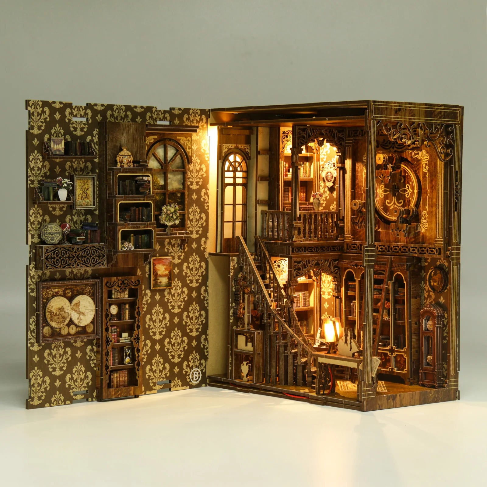 Kit de Bricolage pour Coin Lecture en Bois, Collection de Livres Vintage - Maquette de Maison Puzzle 3D, Cadeau de Noël et Black Friday