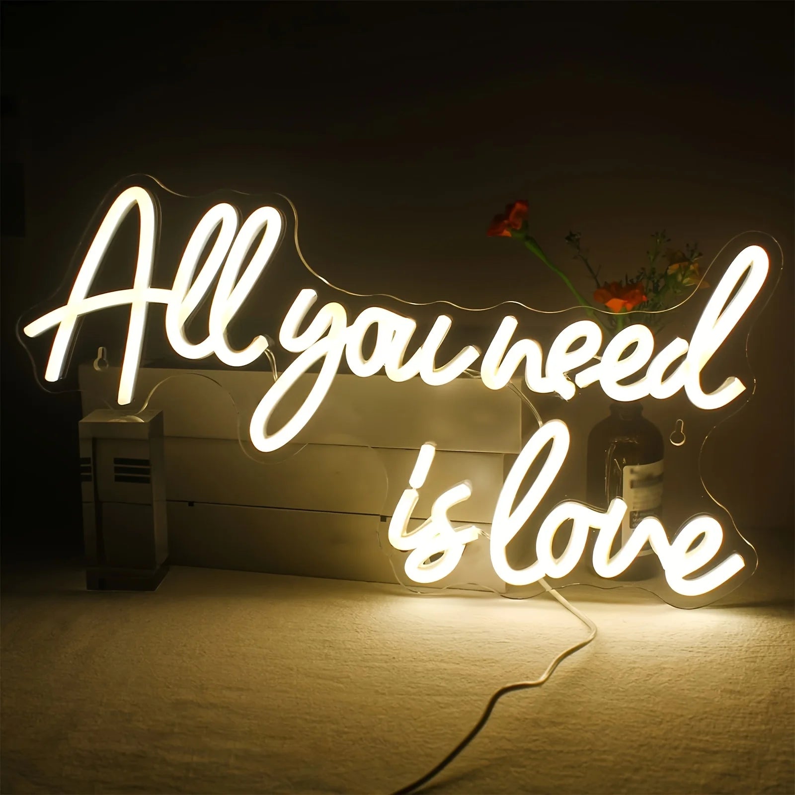 Letrero de neón "All You Need Is Love" Luz de neón LED Decoración de pared para dormitorio Fiesta Cumpleaños Boda Regalo para amigo Alimentado por USB