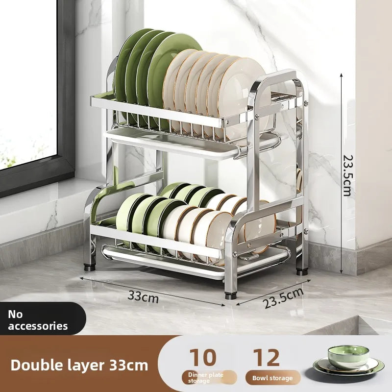 Rejilla de secado de platos de acero inoxidable, escurreplatos compacto de cocina, juego de escurridores, escurridor grande a prueba de óxido con soporte para utensilios