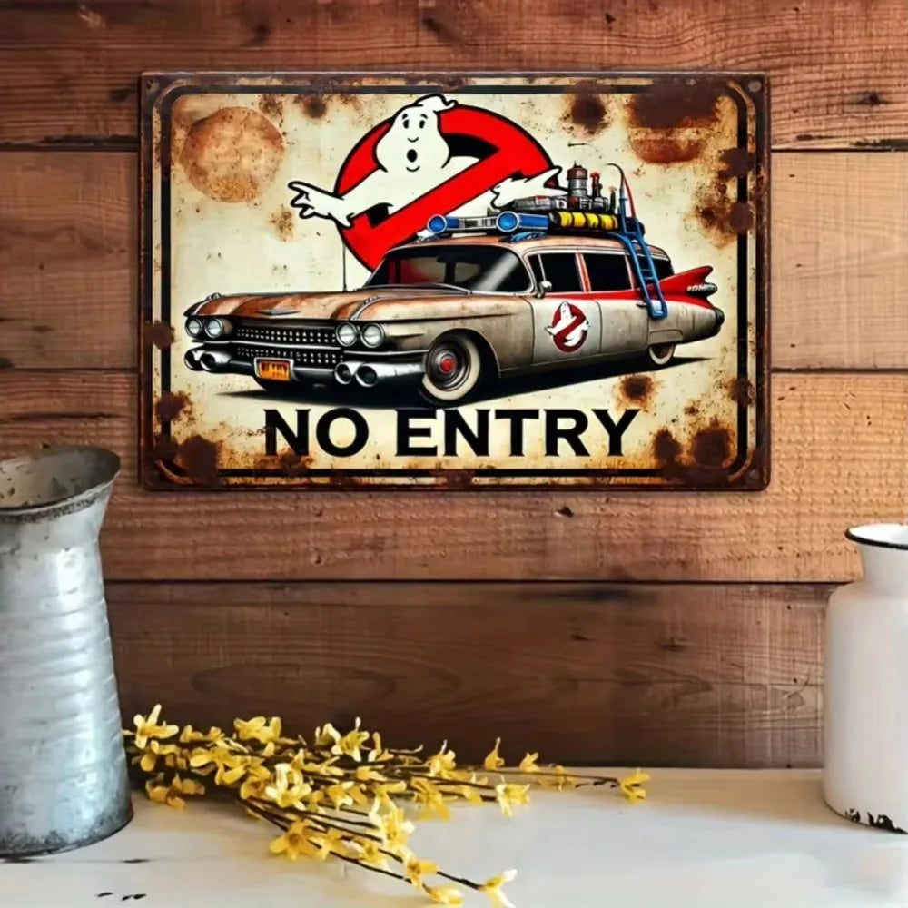 Décoration Murale Métallique Rétro Ghostbusters | Décoration Cinéma Iconique pour Espaces Thématiques | Facile à Installer et Durable pour la Maison