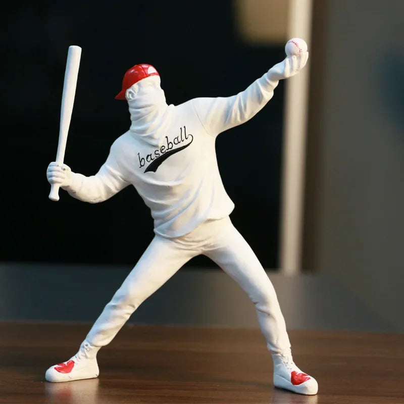 Décoration intérieure Résine Rue Art Abstrait Statue Sculpture Figurine Jouet Figure de Baseball Décoration de la Maison du Bureau