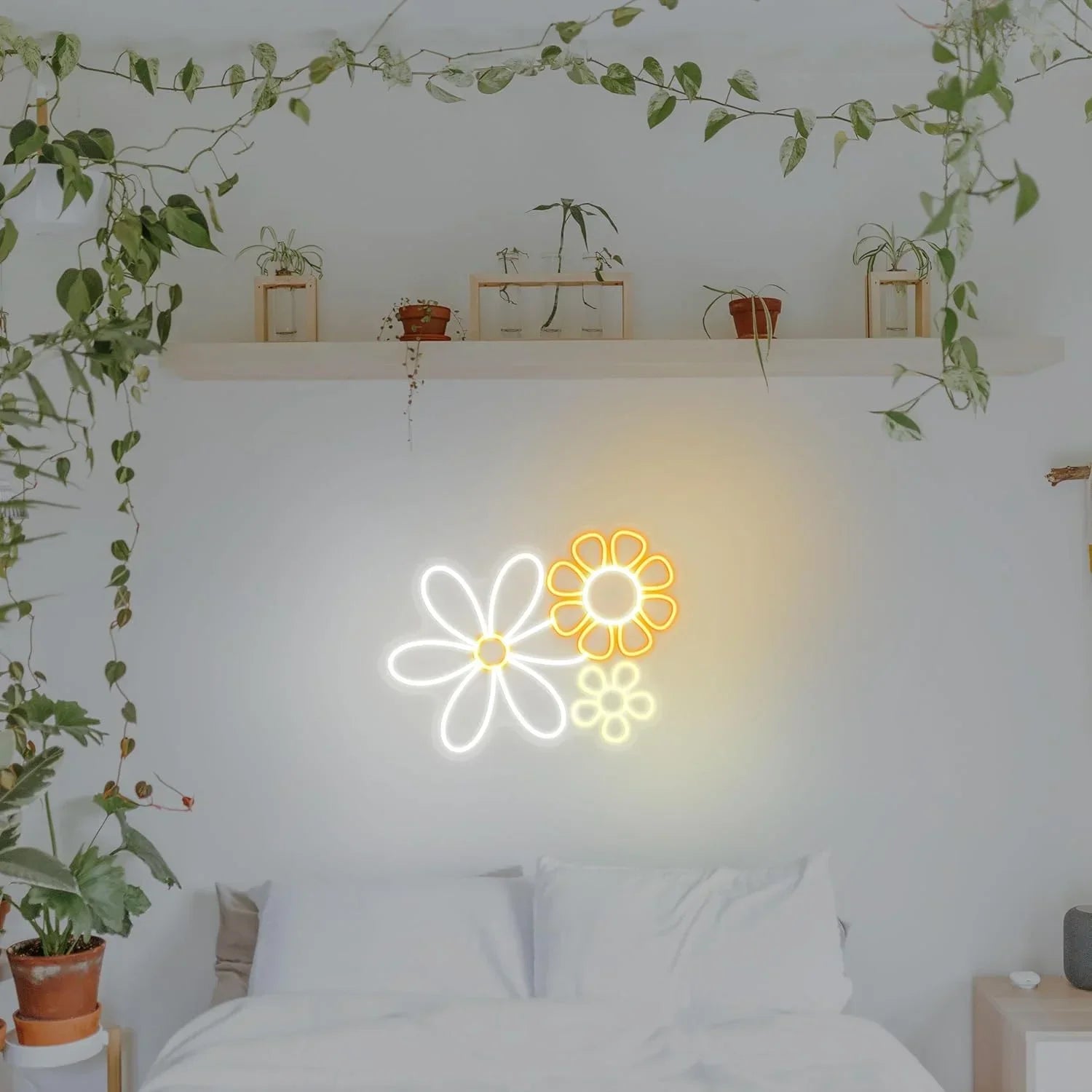 Letrero de neón de flores LED para decoración de pared para dormitorio, club, fiesta, Día de San Valentín, regalos de cumpleaños para niña, funciona con USB