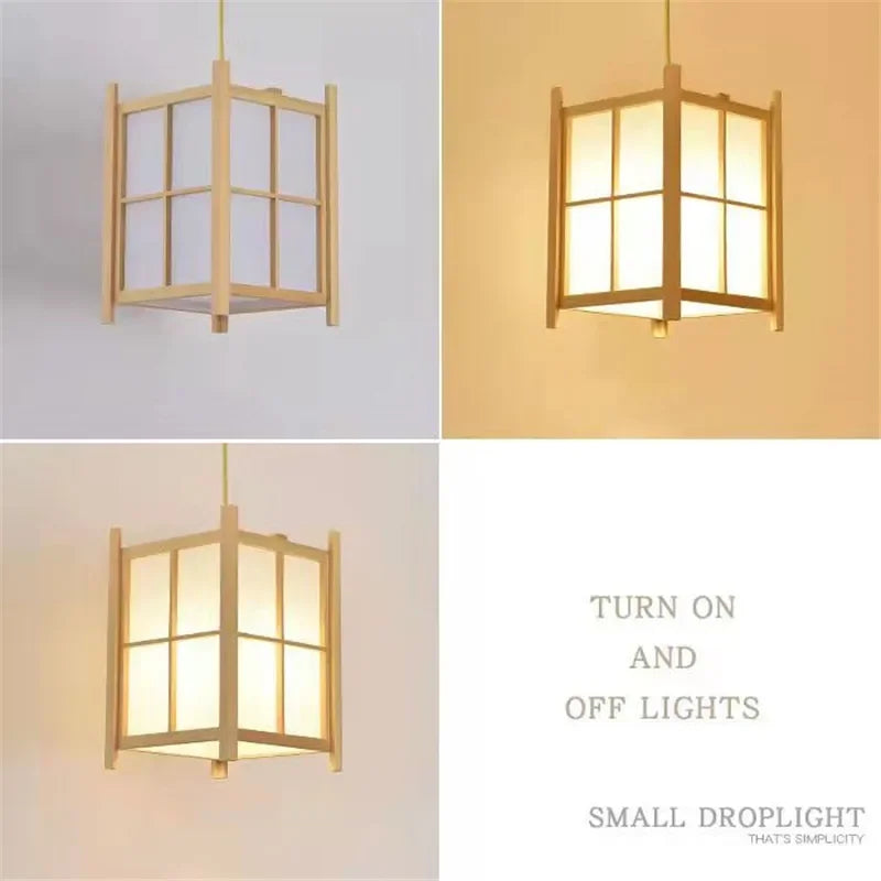 Plafonnier Suspendu en Bois Massif pour Salon Salle à Manger Cuisine Homestay Style Japonais Lampe Suspendue Décoration Artistique E27