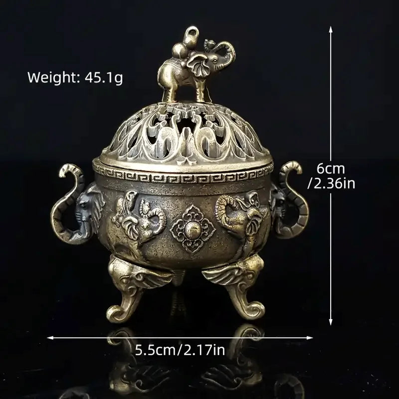 Encensoir Éléphant à Trois Pieds en Métal, Décoration d'Intérieur, Accessoire d'Aromathérapie, Polyvalent pour la Méditation